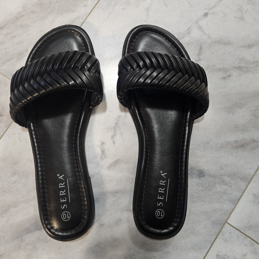 Serra Women's Black Braided Slide Sandals